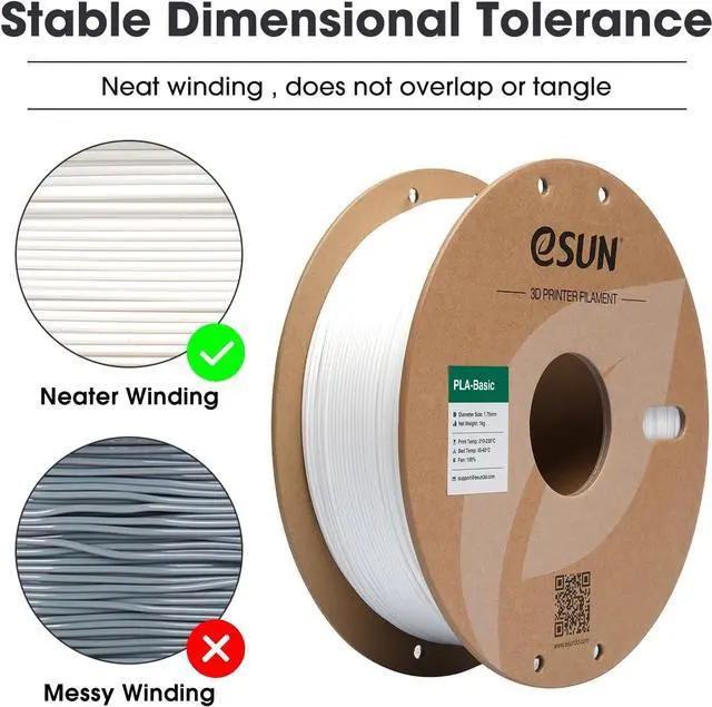 Alt view image 2 of 7 - eSUN PLA Basic Filament 1.75mm, 3D Printer Filament High Speed PLA for Fast Printing, 1KG Spool (2.2 LBS) 3D Printing Filament for High Speed 3D Printers, White