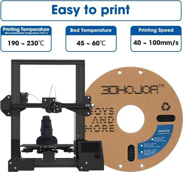 Alt view image 3 of 5 - Matte PLA Filament 1.75mm, Upgrade Matte 3D Printer PLA Filament, 1KG*2 Bundle Cardboard Spool 3D Printing Filament for 3D Printers(Matte Black 2Pack)