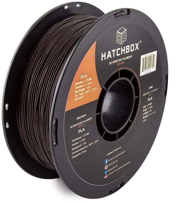 Main image of HATCHBOX 1.75mm Brown PLA 3D Printer Filament, 1 KG Spool, Dimensional Accuracy +/- 0.03 mm, 3D Printing Filament