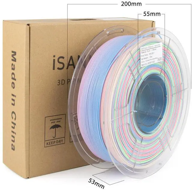 Alt view image 7 of 7 - iSANMATE Rainbow PLA Filament 1.75mm, 3D Printer Filament Matte Color Changing PLA, Pink Green Blue Multicolor Filament, Fast Color Change 3D Printing Filament, 1KG
