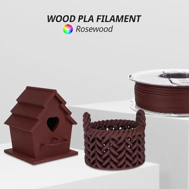Alt view image 7 of 7 - AMOLEN PLA Filament 1.75mm Dry Rosewood 3D Printer Wood Filament Add 15% Real Wood Fiber, Matte and Frosted 3D Filament 1.75mm PLA Filament 3D Printing Filament, 1kg