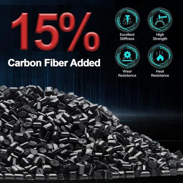 Alt view image 2 of 7 - AMOLEN Carbon Fiber PLA Filament 1.75mm, Lightweight & High-Strength PLA-CF Filament, Dimensional Accuracy ± 0.02mm, 1kg(2.2lbs) Spool for 3D Printers (Black)