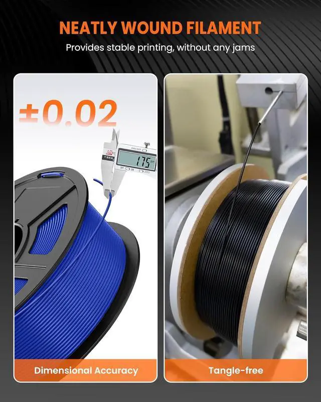Alt view image 6 of 7 - PLA 3D Printer Filament, PLA Filament 1.75mm, Neatly Wound 3D Printing Filament, Dimensional Accuracy +/- 0.02 mm, 1Kg Spool(2.2 lbs), Fits for Most FDM 3D Printers, PLA Black