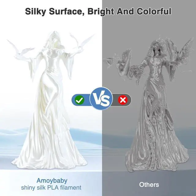 Alt view image 2 of 7 - Pearl White Silk PLA Filament 1.75mm, High Gloss PLA Clog-Free 3D Printer Filament, Dimensional Accuracy +/- 0.03mm, 1kg(2.2lbs), Fits for Most FDM 3D Printers
