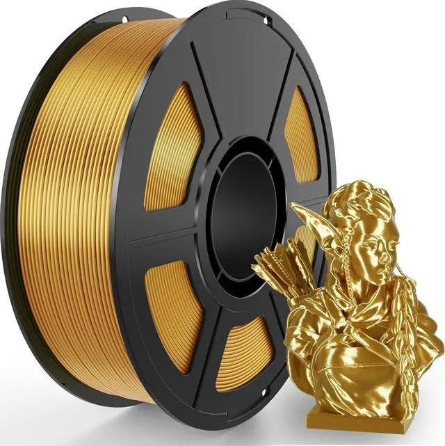 Main image of Gold Silk PLA Filament 1.75mm, High Gloss PLA 3D Printer Filament Low Warp & Clog-Free, Dimensional Accuracy +/- 0.03mm, 1kg(2.2lb), Fits for Most FDM 3D Printers