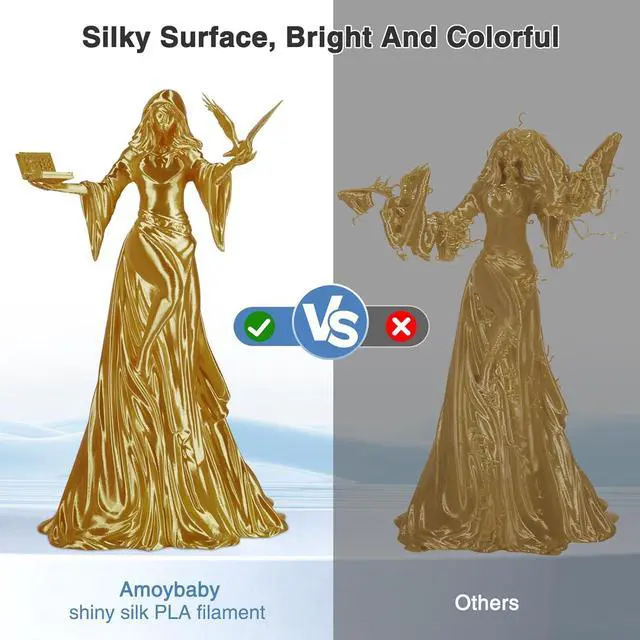 Alt view image 2 of 6 - Gold Silk PLA Filament 1.75mm, High Gloss PLA 3D Printer Filament Low Warp & Clog-Free, Dimensional Accuracy +/- 0.03mm, 1kg(2.2lb), Fits for Most FDM 3D Printers