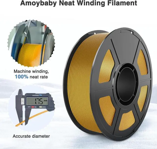 Alt view image 3 of 6 - Gold Silk PLA Filament 1.75mm, High Gloss PLA 3D Printer Filament Low Warp & Clog-Free, Dimensional Accuracy +/- 0.03mm, 1kg(2.2lb), Fits for Most FDM 3D Printers