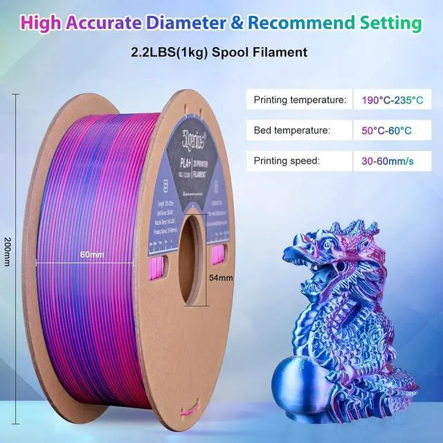 Alt view image 5 of 7 - Silk PLA 3D Printer Filament Triple Color Silk PLA Filament 1.75mm 3D Printing Filament Fit Most FDM Printers, 1KG Spool(2.2lbs), 3 in 1 Color Rose Red Dark Blue Green