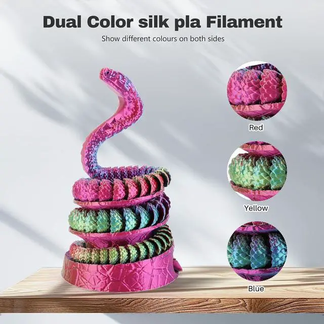 Alt view image 2 of 7 - Silk PLA Filament 1.75mm Red Yellow Blue Triple Color PLA 3D Printer Filament 3 in 1 Coextrusion 1KG Spool(2.2lbs) 3D Printing Filament Dimensional Accuracy +/- 0.03mm