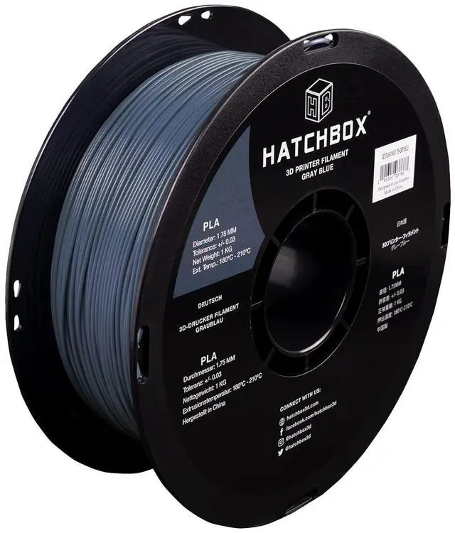 Main image of HATCHBOX 1.75mm Gray Blue PLA 3D Printer Filament, 1 KG Spool, Dimensional Accuracy +/- 0.03 mm, 3D Printing Filament