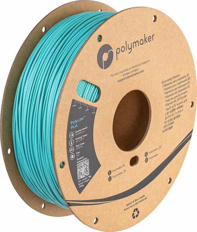 Main image of Polymaker PLA Filament, Teal 3D Printer PLA Filament 1.75mm 1kg - PolyLite 3D Printing PLA Filament, Dimensional Accuracy +/- 0.03mm, Compatible with Most 3D Printer, Teal