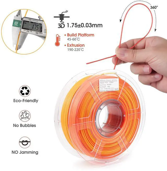 Alt view image 2 of 7 - iSANMATE Gradient Multicolors Filament, PLA Plus Rainbow Filament 1.75mm, Fast Change Multicolor Rainbow PLA Filament, Red, Orange 3D Printing Filament 1KG/2.2lb