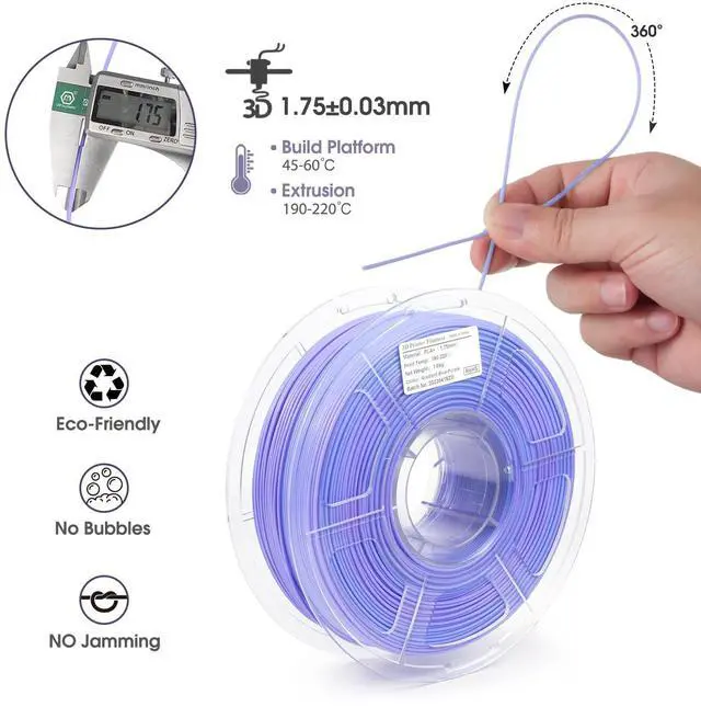 Alt view image 2 of 7 - iSANMATE 3D Printer Filament, Pla Filament 1.75mm, Gradient Blue Purple Filament, Color Change Rainbow Filament, 3D Printing Filament 1KG/Spool