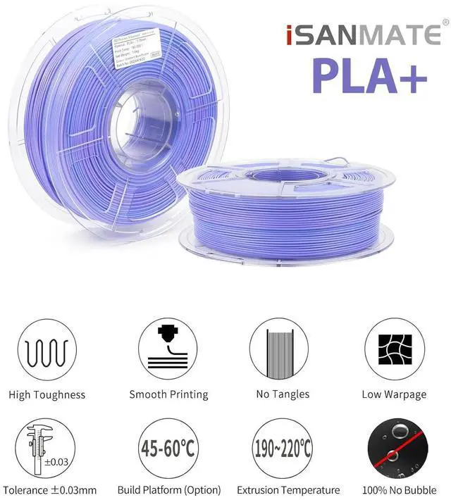 Alt view image 5 of 7 - iSANMATE 3D Printer Filament, Pla Filament 1.75mm, Gradient Blue Purple Filament, Color Change Rainbow Filament, 3D Printing Filament 1KG/Spool