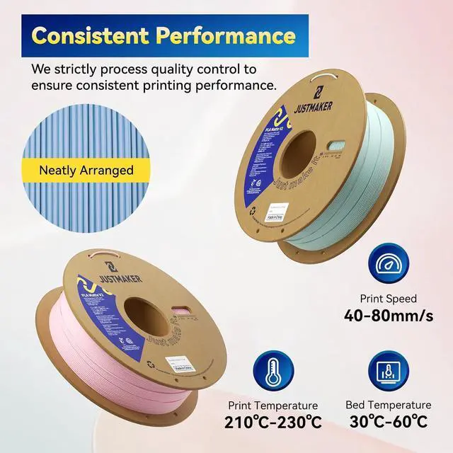 Alt view image 7 of 7 - Matte PLA+ 3D Printer Filament, Upgrade Cardboard Spool, Dimensional Accuracy +/-0.03mm, 1.75mm, 1kg, Coral Pink