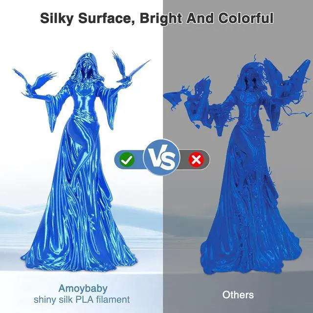 Alt view image 2 of 6 - Blue Silk PLA Filament 1.75mm, Silk PLA with Low Warp, High Gloss PLA 3D Printer Filament, Dimensional Accuracy +/- 0.03mm, 1kg(2.2lb), Fits for Most FDM 3D Printers