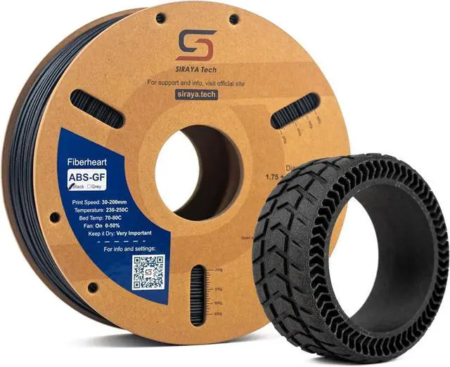Main image of Siraya Tech Fibreheart ABS-GF Premium Glass Fiber 3D Printer Filament - 93°C Heat Resistance, High Durability, Precision Printing - for Automotive & Industrial Applications (1kg, Black)