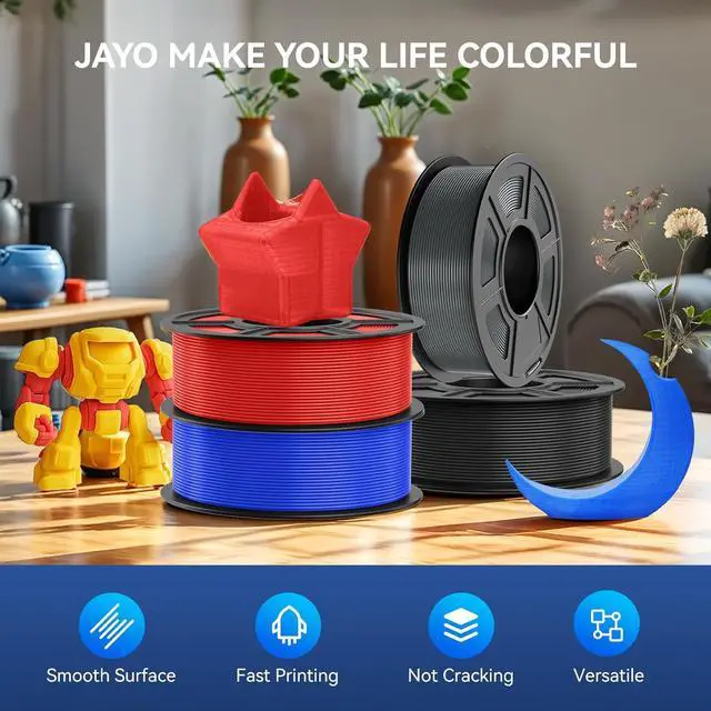 Alt view image 7 of 7 - JAYO High Speed PLA Filament 1.75mm, PLA 3D Printer Filament for Fast Printing up to 600mm/s, High Flowable PLA Filament Dimensional Accuracy +/- 0.02mm, 2 Pack, Rapid PLA 2.2KG in Total, Black+Black