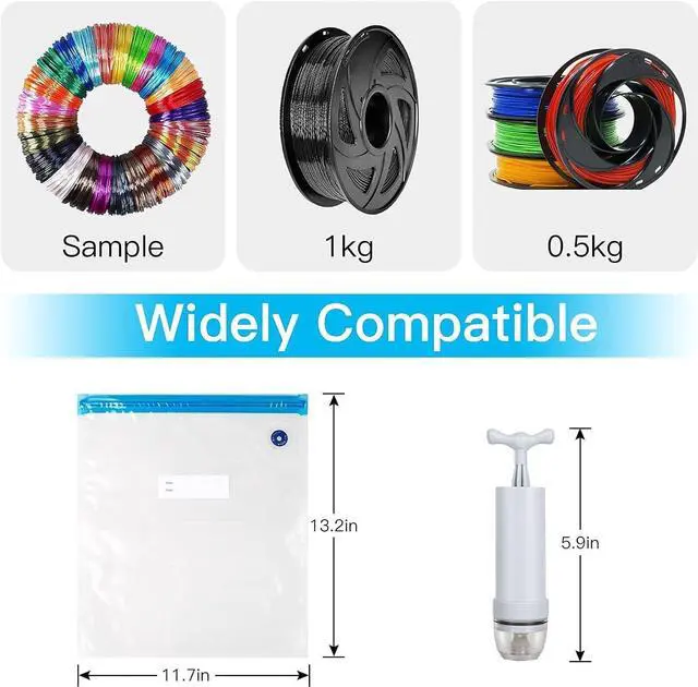 Alt view image 6 of 6 - YOOPAI Filament Storage Bag Vacuum Kit-20Pack Cleaning Drying Sealed Bags for 3D Printer Filament with Desiccants/Humidity Indicator Cards/Hand Pump (Plastic 13.2 x 12.7inch)