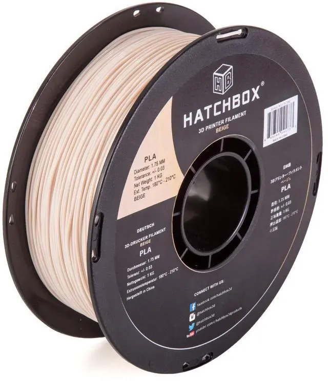 Main image of HATCHBOX 1.75mm Beige PLA 3D Printer Filament, 1 KG Spool, Dimensional Accuracy +/- 0.03 mm, 3D Printing Filament