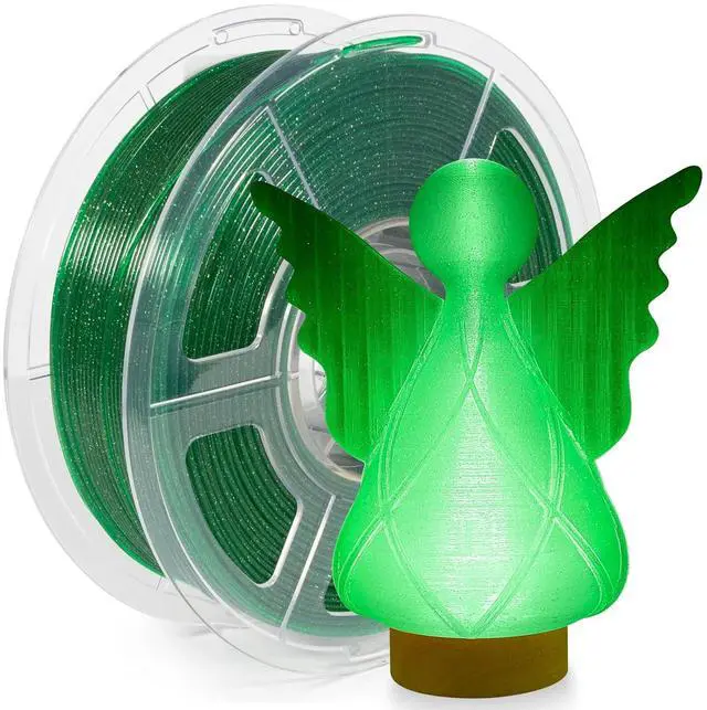 Main image of iSANMATE 3D Printer Filament, Transparent Glitter Green PLA Filament 1.75 mm, 3D Printing Filament 1KG/2.2lb