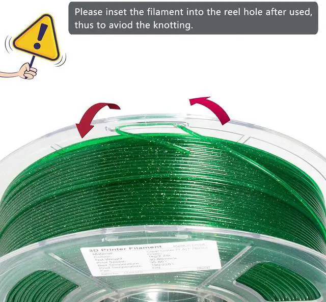 Alt view image 4 of 7 - iSANMATE 3D Printer Filament, Transparent Glitter Green PLA Filament 1.75 mm, 3D Printing Filament 1KG/2.2lb