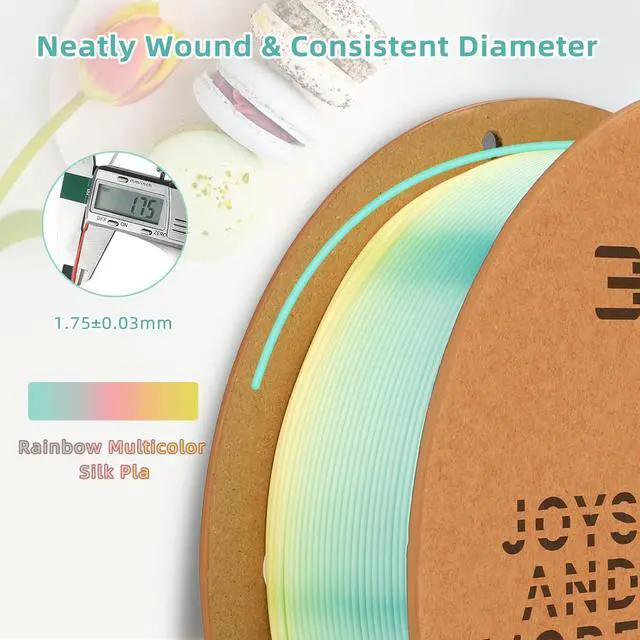 Alt view image 2 of 7 - Silk PLA 3D Printer Filament 1.75mm Silk Shiny Fast Gradient Color Change Rainbow Multicolor PLA Filament 1kg (2.2lbs) /Spool for FDM 3D Printers-Macaron