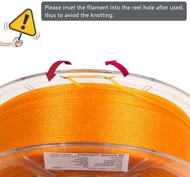 Alt view image 5 of 7 - iSANMATE 3D Printer Filament, Transparent Glitter Orange PLA Filament 1.75 mm, 3D Printing Filament 1KG/2.2lb