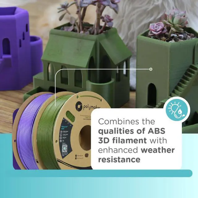 Alt view image 2 of 7 - Polymaker ASA Filament 1.75mm Army Green, 1kg ASA 3D Printer Filament, Heat & Weather Resistant - ASA 3D Filament Perfect for Printing Outdoor Functional Parts, Dimensional Accuracy +/- 0.03mm