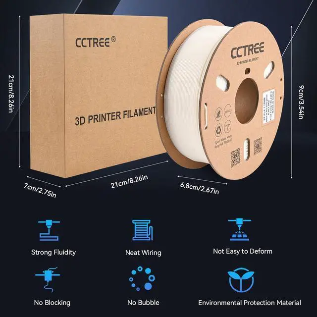 Alt view image 7 of 7 - CCTREE Glow in The Dark PLA 3D Printer Filament 1.75mm, 1KG Spool (2.2lbs), Dimensional Accuracy +/- 0.03mm, PLA+ Stronger and Tougher 3D Printing Filament Plus, Glow Blue