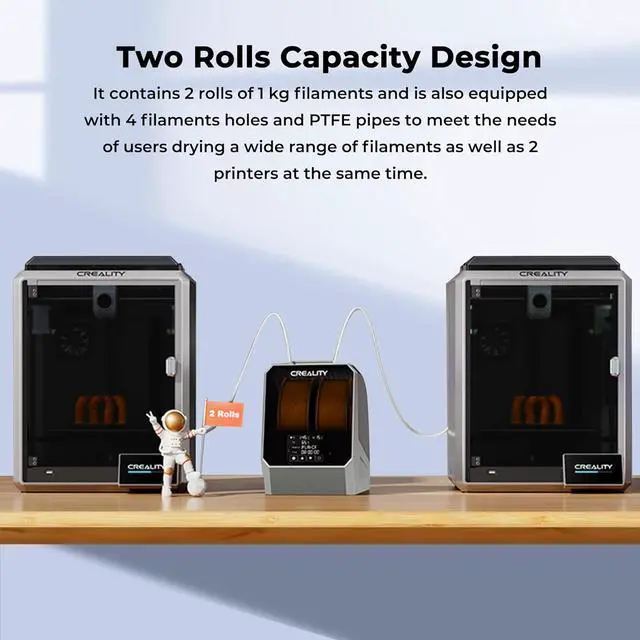 Alt view image 2 of 7 - 2024 Official Space Pi Filament Dryer Plus, 2 Rolls 3D Printer Filament Dry Box with 360° PTC Fast Heating, 4'' LCD Touch Screen, Filament dehydrator Fits 1.75/2.85mm PLA PETG ABS Filament