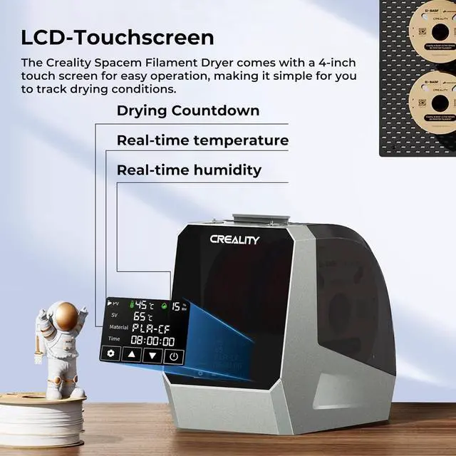 Alt view image 5 of 7 - 2024 Official Space Pi Filament Dryer Plus, 2 Rolls 3D Printer Filament Dry Box with 360° PTC Fast Heating, 4'' LCD Touch Screen, Filament dehydrator Fits 1.75/2.85mm PLA PETG ABS Filament