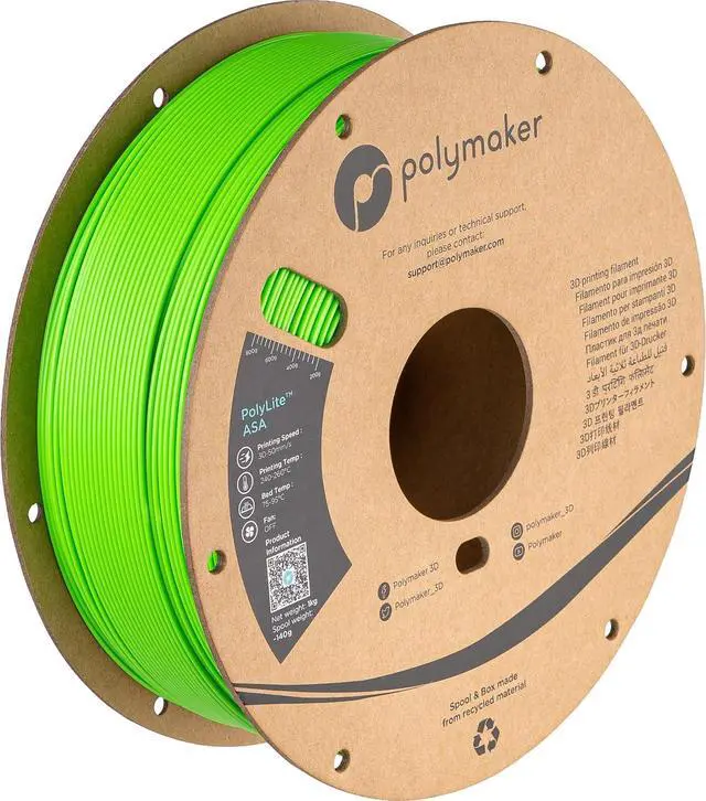 Main image of Polymaker ASA Filament 1.75mm Pop Green, 1kg ASA 3D Printer Filament, Heat & Weather Resistant - ASA 3D Filament Perfect for Printing Outdoor Functional Parts, Dimensional Accuracy +/- 0.03mm