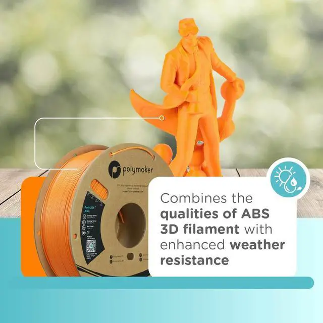 Alt view image 2 of 7 - Polymaker ASA Filament 1.75mm Orange, 1kg ASA 3D Printer Filament, Heat & Weather Resistant - ASA 3D Filament Perfect for Printing Outdoor Functional Parts, Dimensional Accuracy +/- 0.03mm