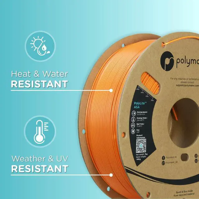 Alt view image 5 of 7 - Polymaker ASA Filament 1.75mm Orange, 1kg ASA 3D Printer Filament, Heat & Weather Resistant - ASA 3D Filament Perfect for Printing Outdoor Functional Parts, Dimensional Accuracy +/- 0.03mm