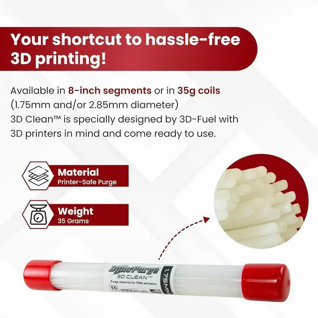 Alt view image 3 of 7 - 3D Fuel 3D Clean Printer Nozzle Cleaning Filament, Made in USA | 50 Sticks 1.75mm +/- 0.03mm