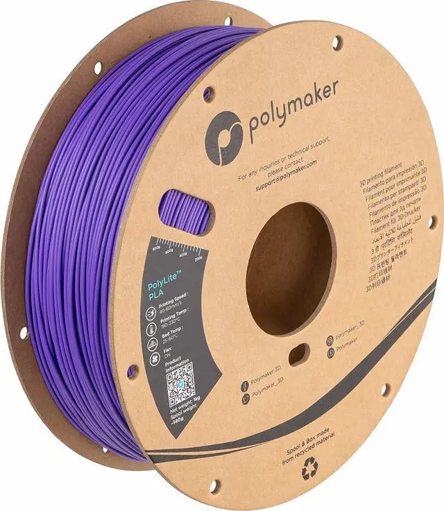 Main image of Polymaker PLA Filament, Purple 3D Printer PLA Filament 1.75mm 1kg - PolyLite 3D Printing PLA Filament, Dimensional Accuracy +/- 0.03mm, Compatible with Most 3D Printer, Purple