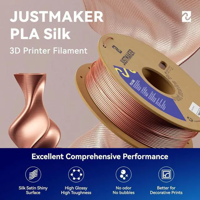 Alt view image 2 of 7 - PLA Silk 3D Printer Filament, Upgrade Cardboard Spool, Silk Shiny Filament, Dimensional Accuracy +/-0.03mm, 1.75mm, 1kg, Blue