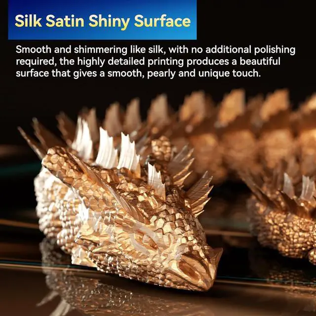 Alt view image 4 of 7 - PLA Silk 3D Printer Filament, Upgrade Cardboard Spool, Silk Shiny Filament, Dimensional Accuracy +/-0.03mm, 1.75mm, 1kg, Blue