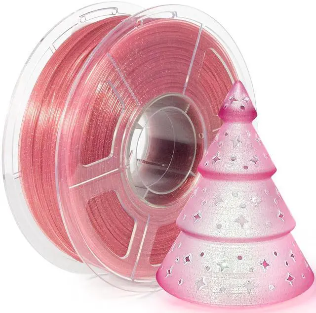 Main image of iSANMATE 3D Printer Filament, Transparent Glitter Light Pink PLA Filament 1.75 mm, 3D Printing Filament 1KG/2.2lb