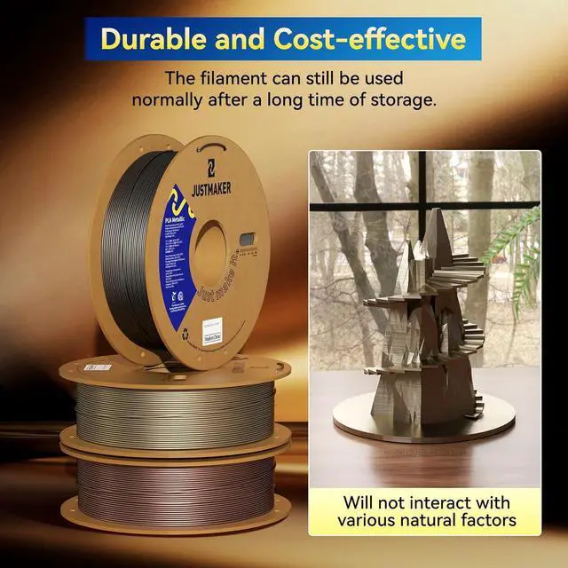 Alt view image 4 of 7 - PLA Metallic Finish 3D Printer Filament, Metallic Shining Filament Without Paint, Dimensional Accuracy +/-0.03mm, 1.75mm, Upgrade Cardboard Spool,Fit Most FDM Printer, 1 kg, Blue