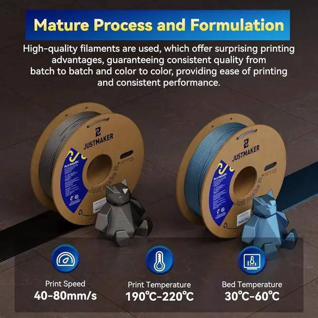 Alt view image 7 of 7 - PLA Metallic Finish 3D Printer Filament, Metallic Shining Filament Without Paint, Dimensional Accuracy +/-0.03mm, 1.75mm, Upgrade Cardboard Spool,Fit Most FDM Printer, 1 kg, Blue