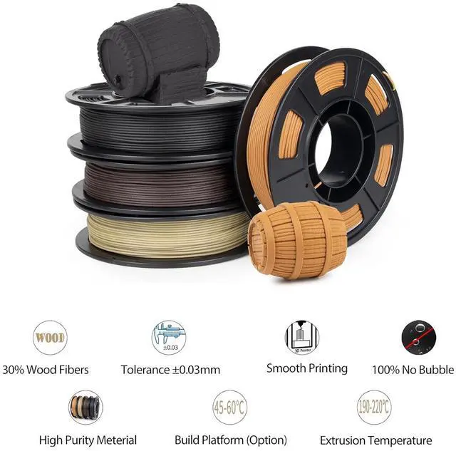 Alt view image 4 of 7 - iSANMATE 3D Printer Filament Bundle, Pla Filament Wood Filament, White Pine Wood, Sandal Wood, Yellow pear Wood and Ebony Wood Filament 1.75mm, 250g X 4 Pack,(20% Wood Powder+80% PLA+)