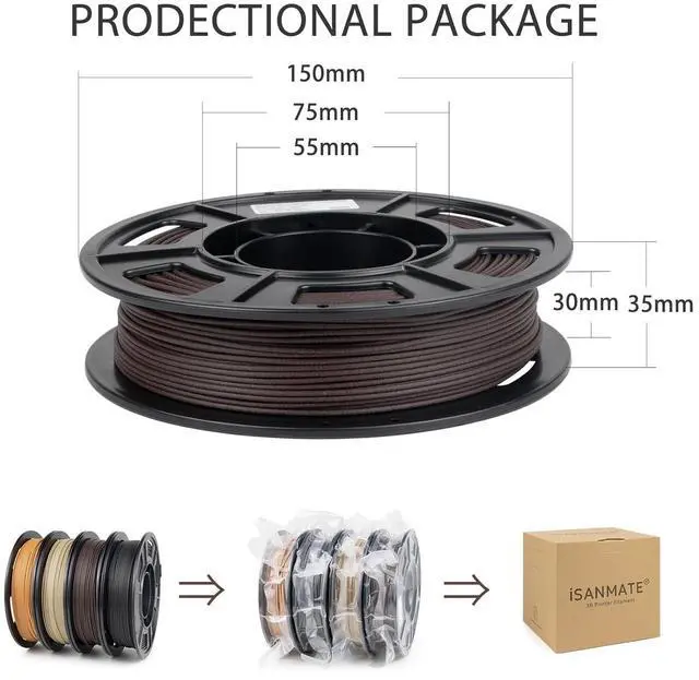 Alt view image 7 of 7 - iSANMATE 3D Printer Filament Bundle, Pla Filament Wood Filament, White Pine Wood, Sandal Wood, Yellow pear Wood and Ebony Wood Filament 1.75mm, 250g X 4 Pack,(20% Wood Powder+80% PLA+)