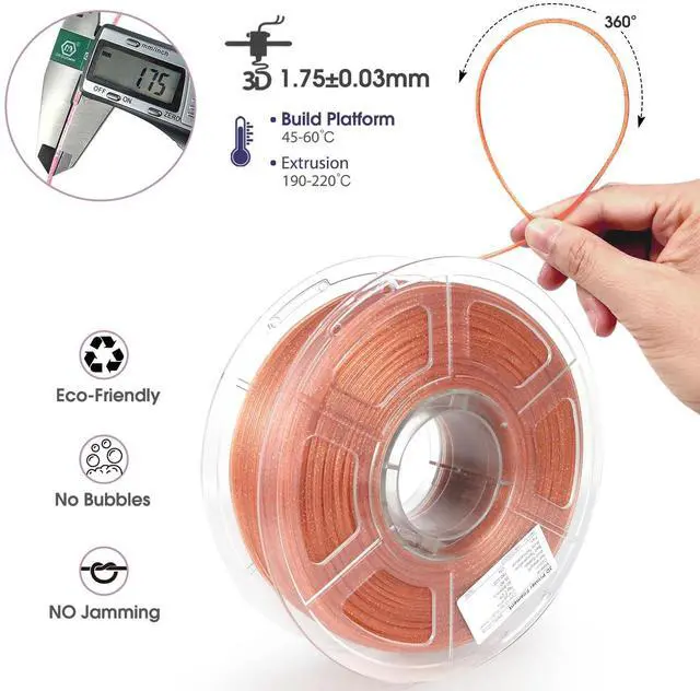 Alt view image 2 of 7 - iSANMATE 3D Printer Filament, Transparent Glitter Orange Pink PLA Filament 1.75 mm, 3D Printing Filament 1KG/2.2lb