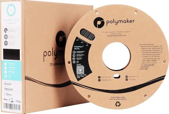 Alt view image 7 of 7 - Polymaker Polymax Tough PETG Filament 1.75mm, Black PETG 0.75kg - PolyMax PETG 1.75mm 3D Printer Filament PETG 1.75mm, Tougher PETG+ 3D Black Filament, Higher Heat Resistance Than PLA