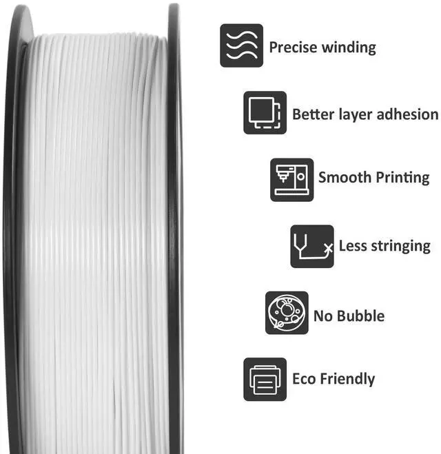 Alt view image 2 of 7 - GIANTARM 3D Printer Filament, White Pla Filament, 1Kg(2.2lbs) Spool, 1.75mm Dimension Accuracy +/- 0.03mm, 3D Printing Filament