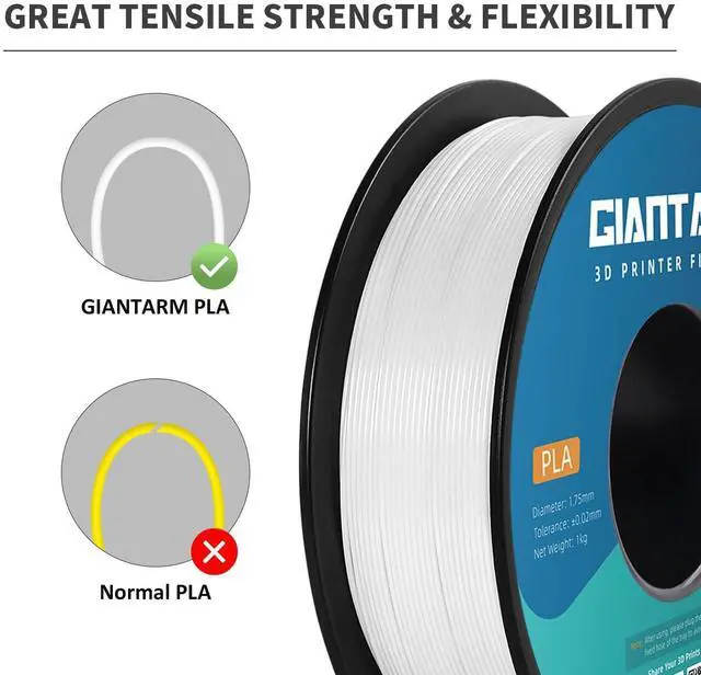 Alt view image 3 of 7 - GIANTARM 3D Printer Filament, White Pla Filament, 1Kg(2.2lbs) Spool, 1.75mm Dimension Accuracy +/- 0.03mm, 3D Printing Filament