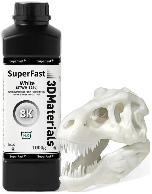 Main image of SuperFast 8K 3D Printer Resin Water Washable, 50um Print in 0.5 sec, Made in Korea by 3DMaterials (1000g, White)