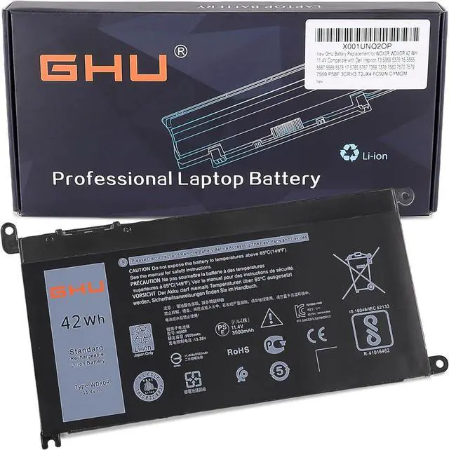 Main image of GHU New Battery Replacement for WDX0R WDXOR 42 WH 11.4V Compatible with Dell Inspiron 13 5368 5378 15 5565 5567 5568 5578 17 5765 5767 7368 7378 7560 7570 7579 7569 P58F 3CRH3 T2JX4 FC92N CYMGM